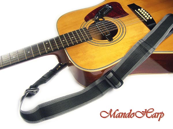 MandoHarp - J & H Adjustable Instrument Strap - Black/Grey Design